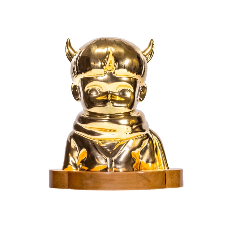 Children of this Planet #7 — Matte Gold Luster Glaze on porcelain sculpture